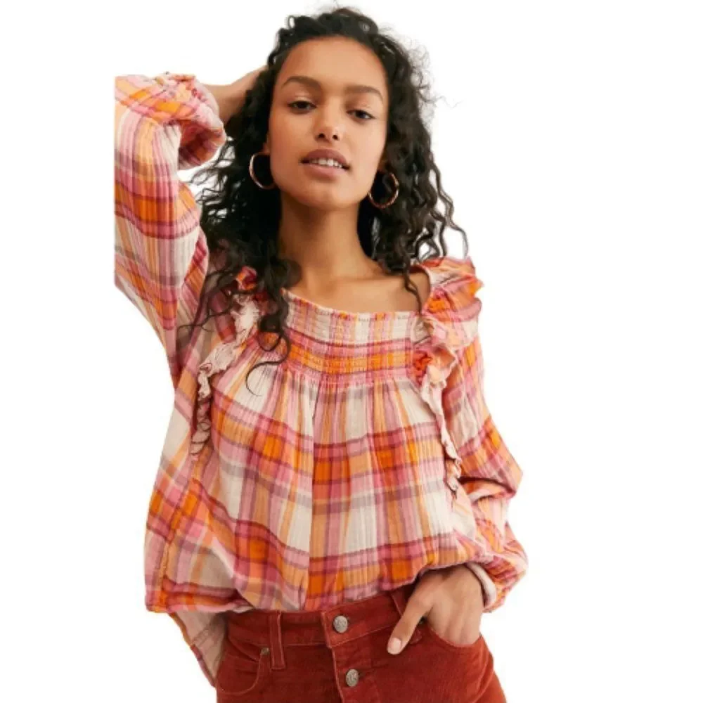 🆕Free People We the Free Siena Plaid Pullover - Picture 2 of 8